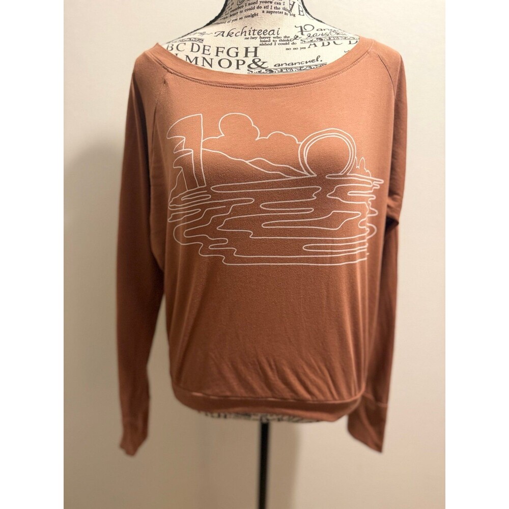prAna Sunset Graphic Long Sleeve Top Small Rust